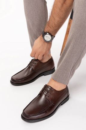 کفش کلاسیک قهوه ای مردانه چرم طبیعی پاشنه کوتاه ( 4 - 1 cm ) کد 776261560