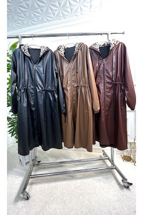 ترنچکت سایز بزرگ زرشکی مردانه چرم مصنوعی Aşkı Endam - کد 776822844