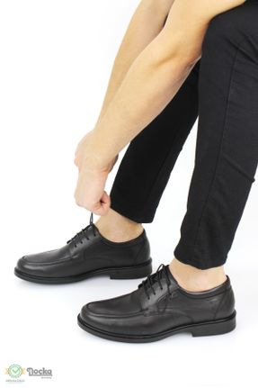 کفش کلاسیک مشکی مردانه چرم طبیعی پاشنه کوتاه ( 4 - 1 cm ) پاشنه ساده کد 776822237