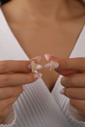گوشواره نقره طلائی زنانه 925 عیار Lia Berto - کد 776869084
