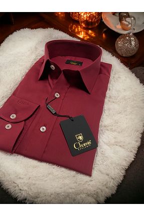 پیراهن زرشکی مردانه اسلیم فیت Chamis - کد 776878198