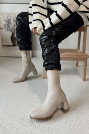 بوت / نیم بوت بژ زنانه الاستین POLKA STORE - کد 777117486