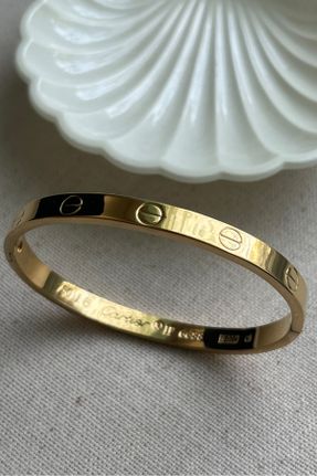 دستبند استیل طلائی زنانه فولاد ( استیل ) کد 680405917