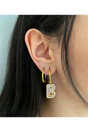 گوشواره استیل (فولاد) طلائی زنانه استیل ضد زنگ DEMOKAN - کد 777322196
