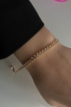دستبند جواهر طلائی زنانه روکش نقره کد 638521517