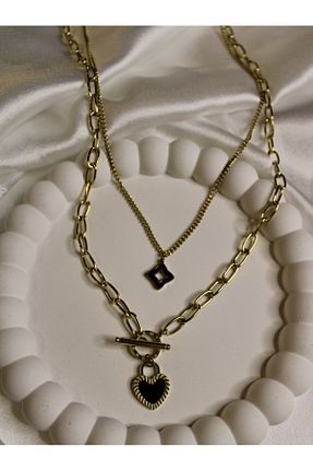 گردنبند استیل ( فولاد ) مشکی زنانه استیل (فولاد) Dropaksesuar - کد 777429396