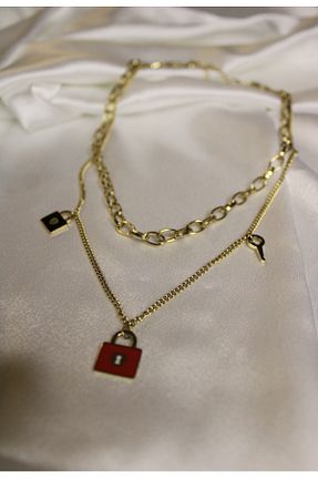 گردنبند استیل ( فولاد ) زرد زنانه استیل (فولاد) Dropaksesuar - کد 777429763