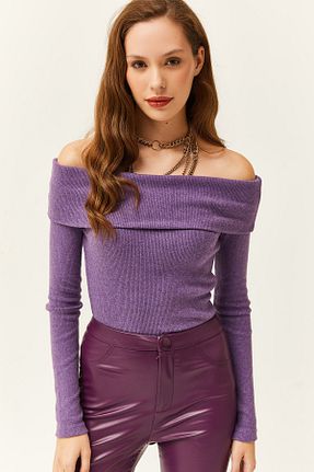 پلیور بنفش زنانه ساده Olalook - کد 776735287