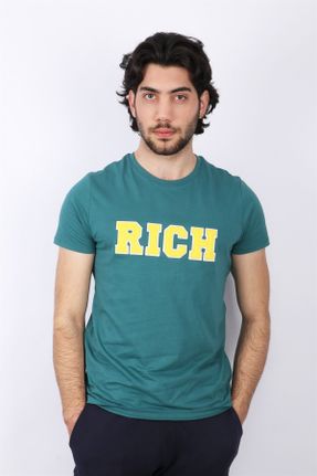 تی شرت سبز مردانه یقه گرد رگولار پنبه (نخی) تکی بیسیک کد 93729944