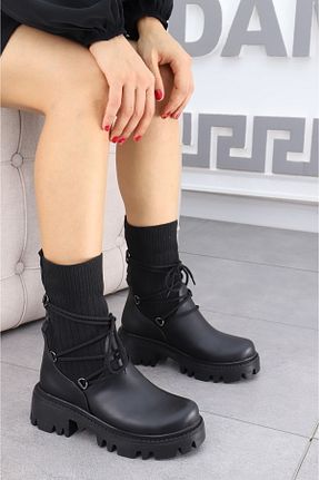 بوت / نیم بوت مشکی زنانه چرم مصنوعی Madam Tarz - کد 776138200