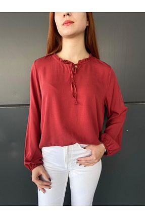 بلوز قرمز زنانه ساده Kübra Tekstil - کد 776404026