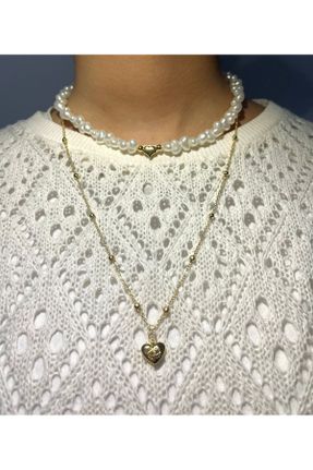 گردنبند جواهر سفید زنانه روکش طلا کد 776300605
