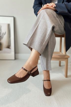 کفش پاشنه بلند کلاسیک قهوه ای زنانه چرم لاکی پاشنه ضخیم پاشنه کوتاه ( 4 - 1 cm ) کد 776345609