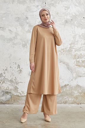 ست بالاتنه و پائین تنه حجاب بژ زنانه رگولار Esre Store - کد 776861322