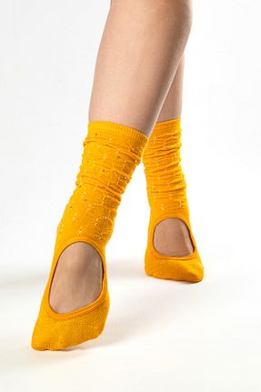 جوراب اسپرت زرد زنانه پنبه ای Muse Of Socks - کد 777131347