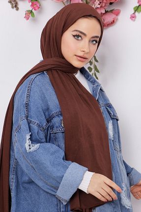 شال قهوه ای زنانه پنبه پلی استر BUSLEM - کد 776862162