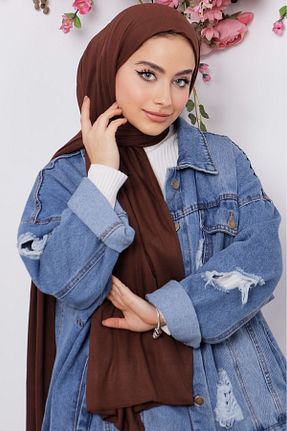 شال قهوه ای زنانه پنبه پلی استر BUSLEM - کد 776862162