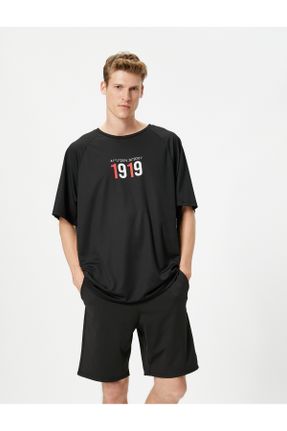 تی شرت صورتی مردانه پلی استر یقه گرد رگولار تکی کد 744565109