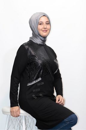 تونیک حجاب مشکی زنانه جین Zey&Ka Butik - کد 777071453