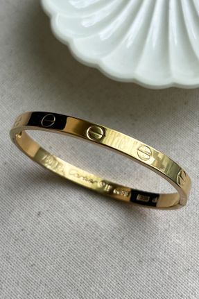 دستبند استیل طلائی زنانه فولاد ( استیل ) کد 680405917