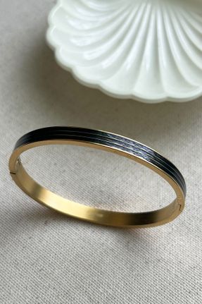 دستبند استیل طلائی زنانه فولاد ( استیل ) کد 672378834