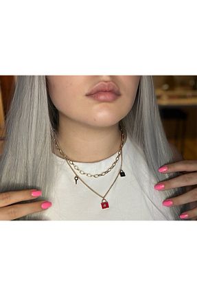 گردنبند استیل ( فولاد ) زرد زنانه استیل (فولاد) Dropaksesuar - کد 777429763
