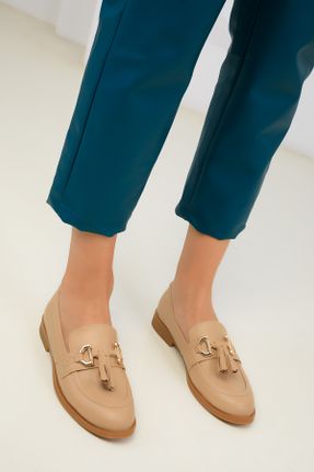 کفش کژوال بژ زنانه چرم مصنوعی پاشنه کوتاه ( 4 - 1 cm ) پاشنه ضخیم کد 772141171