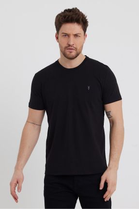 تی شرت صورتی مردانه یقه گرد رگولار پنبه (نخی) 5