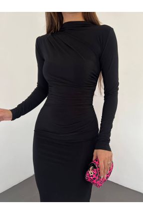 لباس مشکی زنانه بافتنی رگولار آستین-بلند کد 777761011