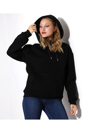 سوئیشرت مشکی زنانه ساده Kağanbutik - کد 777834337