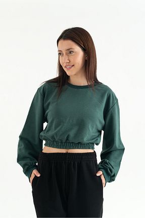 سوئیشرت سبز زنانه ساده xwitzer - کد 777974288