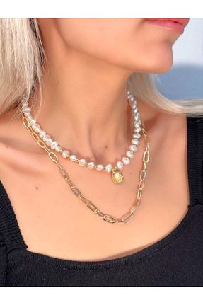 گردنبند استیل ( فولاد ) طلائی استیل ضد زنگ TRIAACCESSORY - کد 778083203