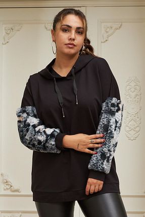 سوئیشرت سایز بزرگ مشکی زنانه سایز بزرگ Rmg - کد 777659338
