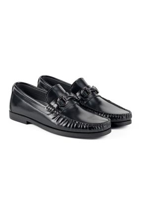 کفش کلاسیک مشکی مردانه چرم طبیعی پاشنه کوتاه ( 4 - 1 cm ) پاشنه ساده کد 777800145