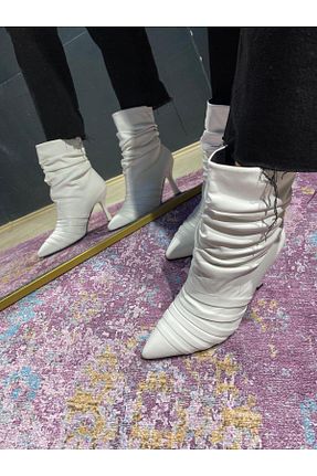 بوت / نیم بوت سفید زنانه چرم مصنوعی eliz - کد 778033753