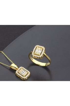 انگشتر جواهر طلائی زنانه روکش نقره کد 777705848