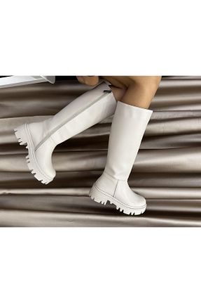 چکمه بژ زنانه پاشنه متوسط (5-9 سانتی متر) İnci Topuk - کد 777833069