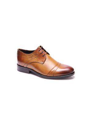 کفش کلاسیک قهوه ای مردانه چرم طبیعی پاشنه کوتاه ( 4 - 1 cm ) کد 778031701