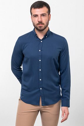 پیراهن سرمه ای مردانه اسلیم فیت Mcr - کد 778014651