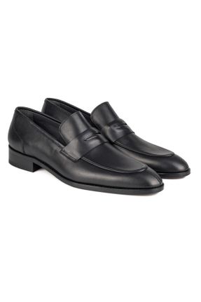کفش کلاسیک مشکی مردانه چرم طبیعی پاشنه کوتاه ( 4 - 1 cm ) پاشنه ساده کد 777800115