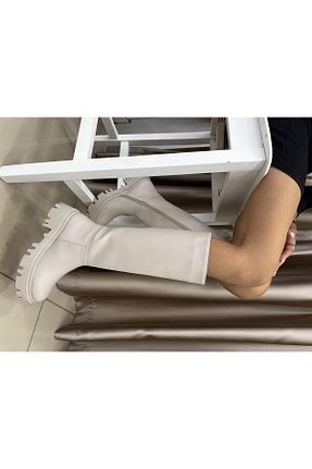 چکمه بژ زنانه پاشنه متوسط (5-9 سانتی متر) İnci Topuk - کد 777833069