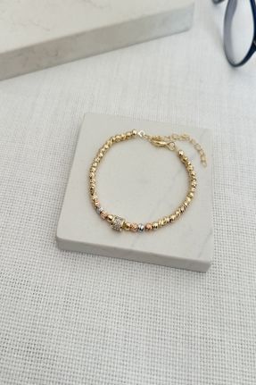 دستبند استیل طلائی زنانه فولاد ( استیل ) کد 74756311