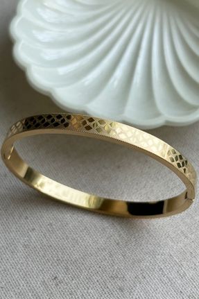 دستبند استیل طلائی زنانه فولاد ( استیل ) کد 772844945