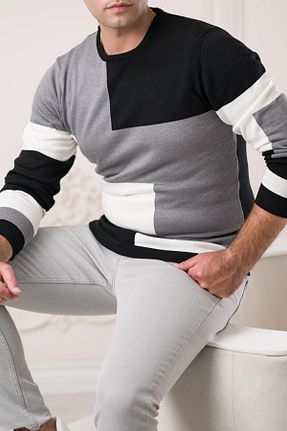پلیور طوسی مردانه طرح دار Dorss - کد 778507499