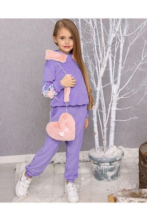 ست بالاتنه و پائین تنه بنفش بچه گانه بافتنی ELISHA - کد 778557948