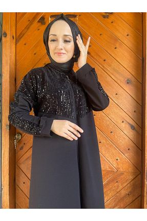 ست گرمکن حجاب مشکی زنانه اورسایز AYSUN AYDEMİR - کد 778539590