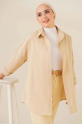 پیراهن حجاب بژ زنانه رگولار hazelin - کد 778660822