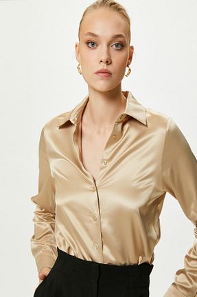 بلوز قهوه ای زنانه ساده Koton - کد 773391177