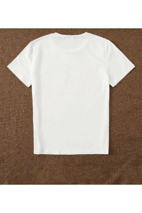 تی شرت سفید بچه گانه رگولار یقه گرد پنبه (نخی) تکی کد 778348319