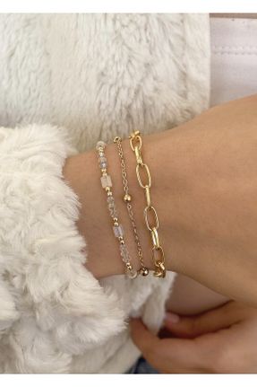 دستبند جواهر طلائی زنانه برنز کد 778392694